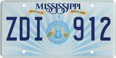 MS license plate ZDI912