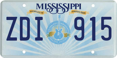 MS license plate ZDI915