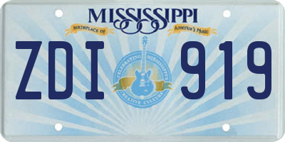 MS license plate ZDI919