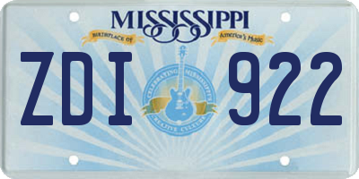 MS license plate ZDI922