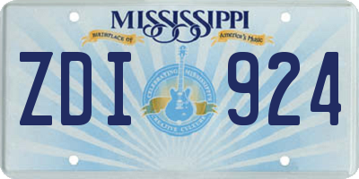 MS license plate ZDI924