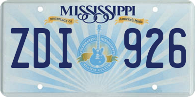 MS license plate ZDI926