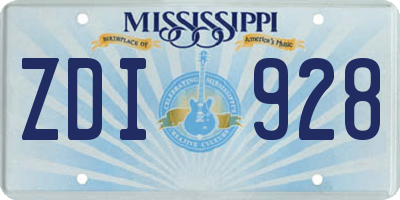 MS license plate ZDI928