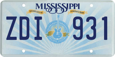MS license plate ZDI931