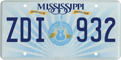 MS license plate ZDI932