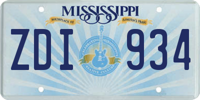 MS license plate ZDI934