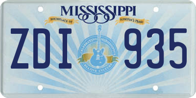 MS license plate ZDI935