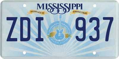 MS license plate ZDI937