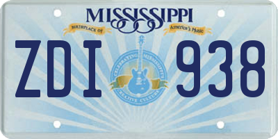 MS license plate ZDI938