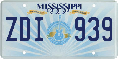 MS license plate ZDI939