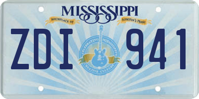 MS license plate ZDI941