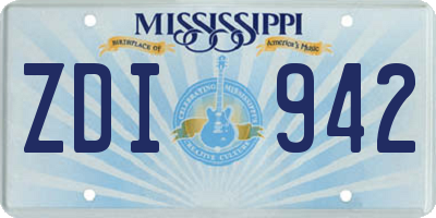 MS license plate ZDI942