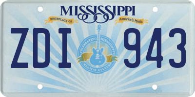 MS license plate ZDI943