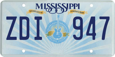 MS license plate ZDI947