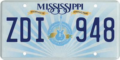 MS license plate ZDI948