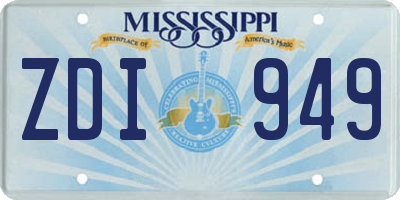 MS license plate ZDI949