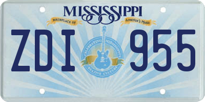 MS license plate ZDI955