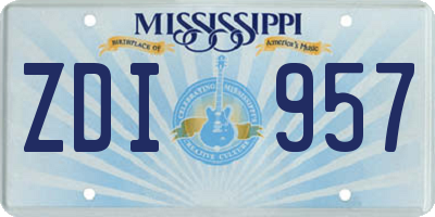 MS license plate ZDI957