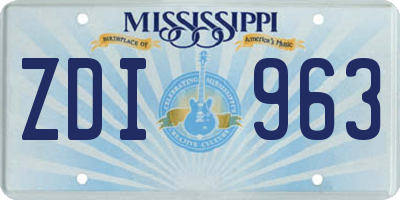 MS license plate ZDI963