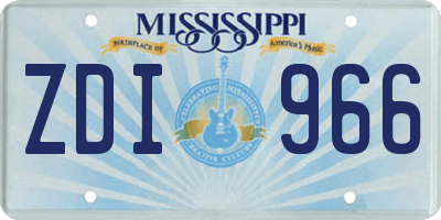 MS license plate ZDI966