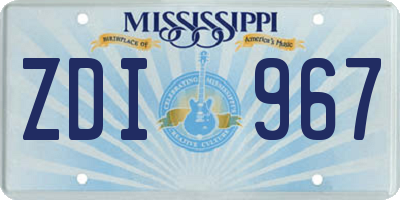 MS license plate ZDI967
