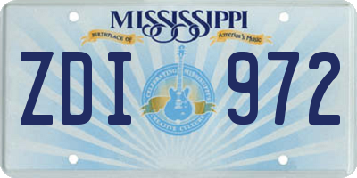 MS license plate ZDI972