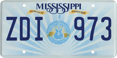 MS license plate ZDI973