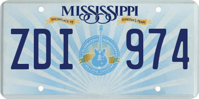 MS license plate ZDI974