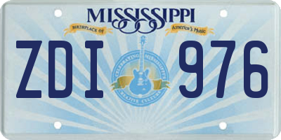 MS license plate ZDI976
