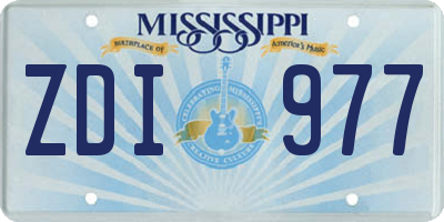 MS license plate ZDI977