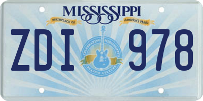 MS license plate ZDI978