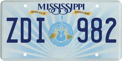MS license plate ZDI982