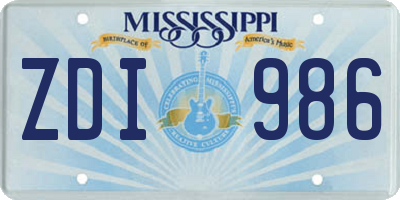 MS license plate ZDI986