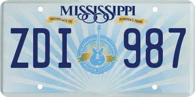 MS license plate ZDI987
