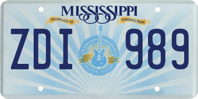 MS license plate ZDI989