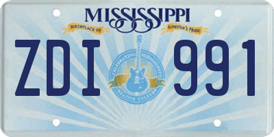 MS license plate ZDI991