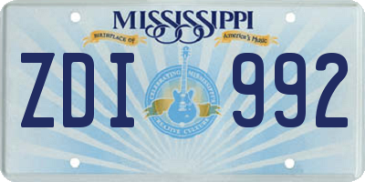 MS license plate ZDI992
