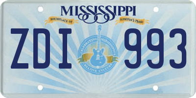 MS license plate ZDI993