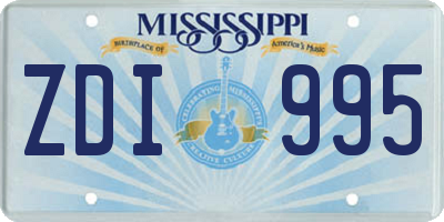 MS license plate ZDI995