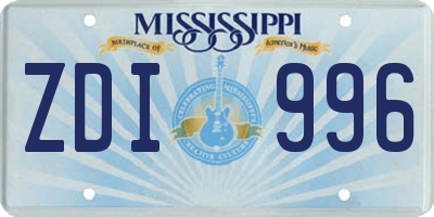 MS license plate ZDI996