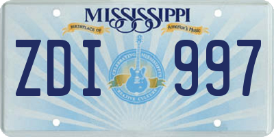 MS license plate ZDI997