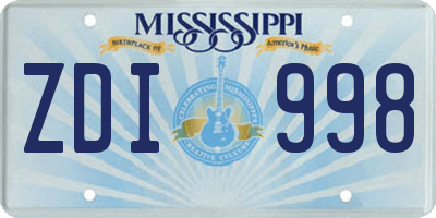 MS license plate ZDI998