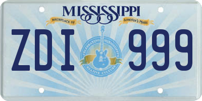 MS license plate ZDI999