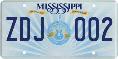 MS license plate ZDJ002