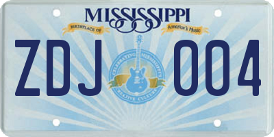 MS license plate ZDJ004