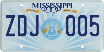 MS license plate ZDJ005