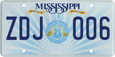 MS license plate ZDJ006