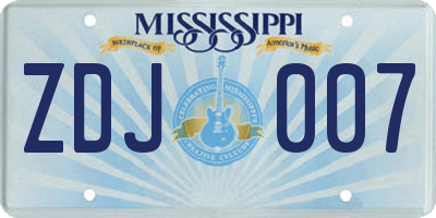 MS license plate ZDJ007
