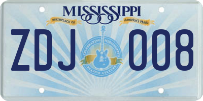 MS license plate ZDJ008