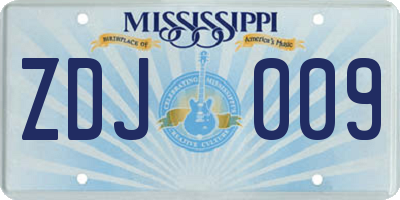 MS license plate ZDJ009